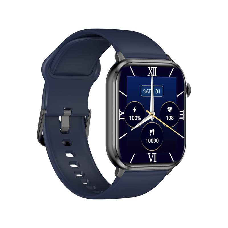 Montre SMARTY 2.0 training mixte connecté métal noir bracelet silicone bleu fonce - vue D5