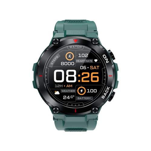 Montre SMARTY 2.0 pull up mixte connecté métal noir bracelet silicone vert