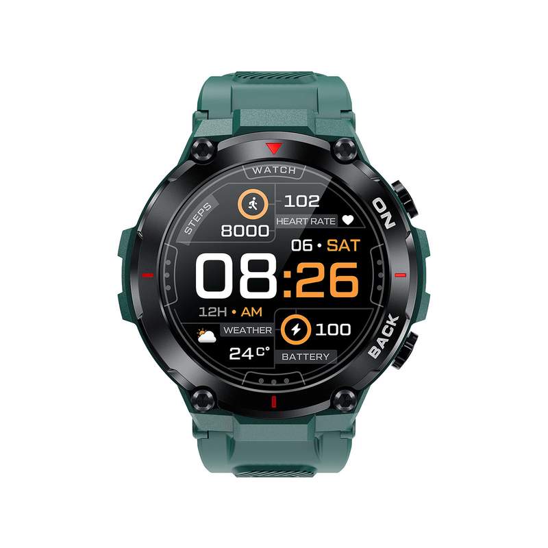Montre SMARTY 2.0 pull up mixte connecté métal noir bracelet silicone vert - vue 1