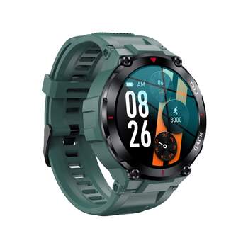 SMARTY 2.0 smartwatch voor dames en heren, metaal, zwart, met groene siliconenband