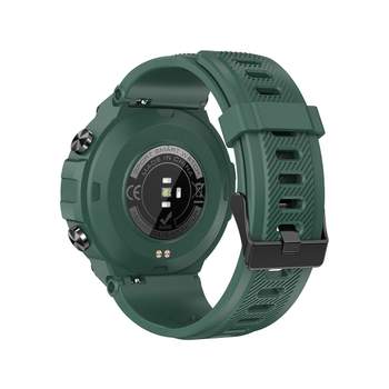 SMARTY 2.0 smartwatch voor dames en heren, metaal, zwart, met groene siliconenband