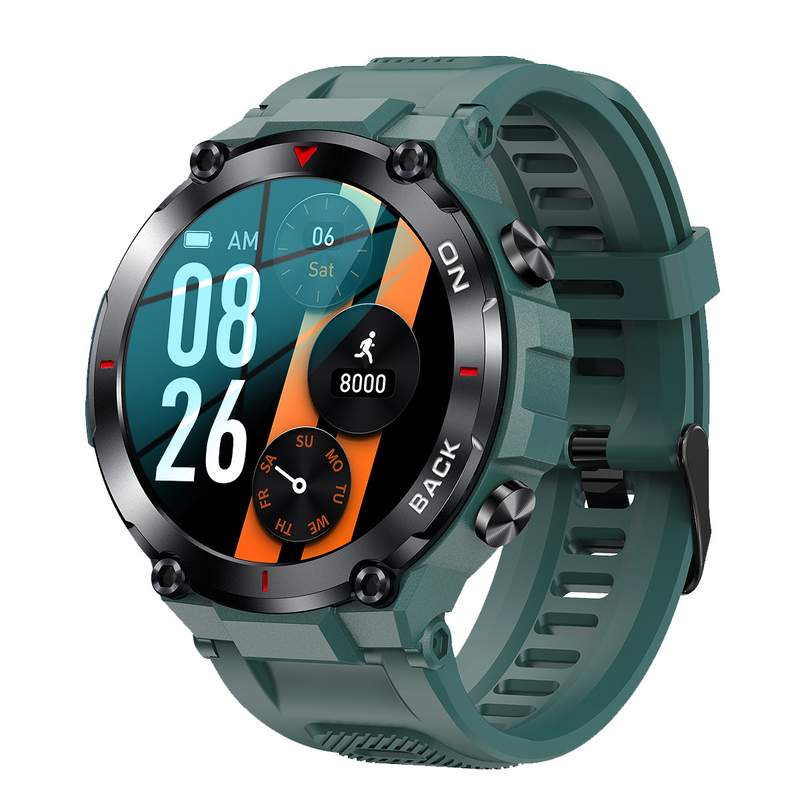 Montre SMARTY 2.0 pull up mixte connecté métal noir bracelet silicone vert - vue D3
