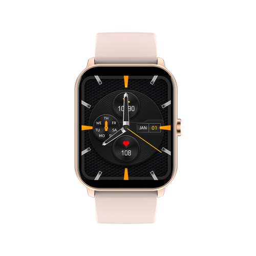 Montre SMARTY 2.0 team mixte connecté métal doré rose bracelet silicone rose