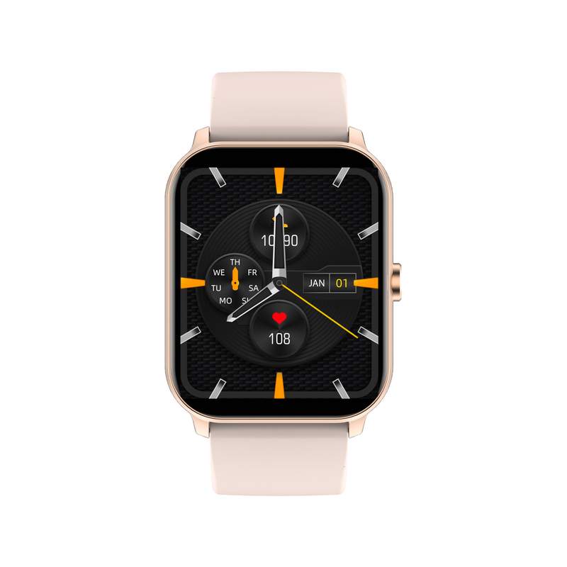 Montre SMARTY 2.0 team mixte connecté métal doré rose bracelet silicone rose - vue 1