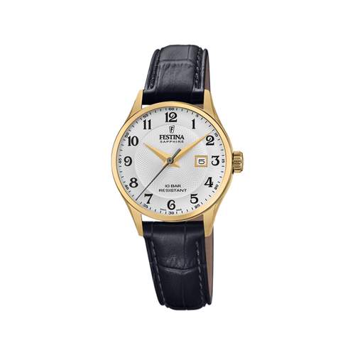 Montre FESTINA Swiss Made femme acier bracelet cuir noir
