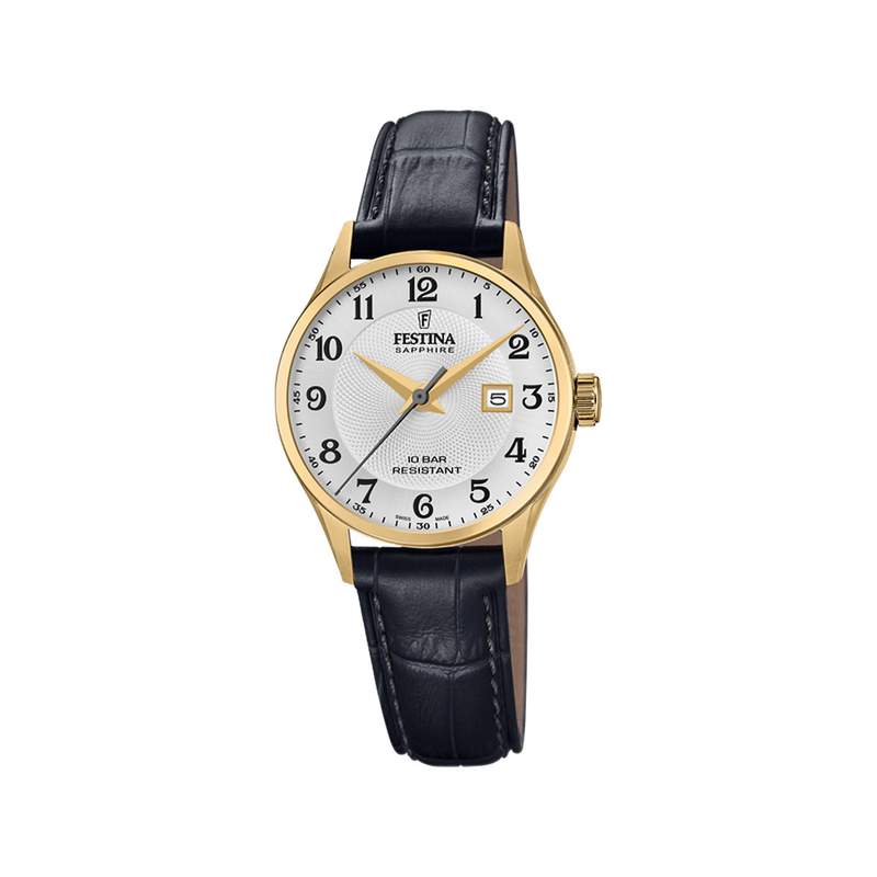 Montre FESTINA Swiss Made femme acier bracelet cuir noir - vue 1