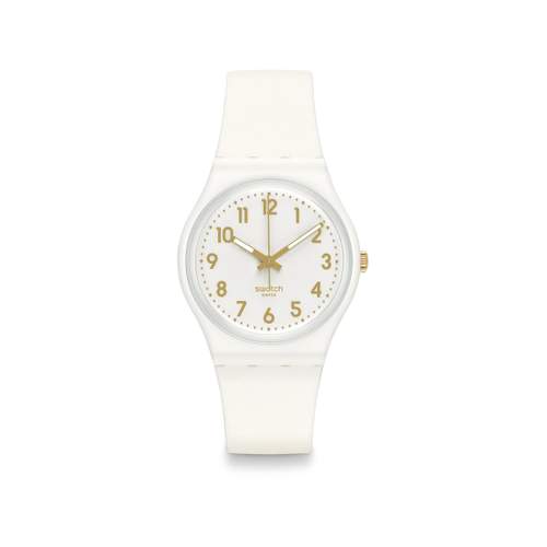 Montre Swatch femme matériaux biosourcés blancs