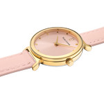 Montre PIERRE LANNIER Ligne Pure femme acier doré bracelet cuir rose pale - vue 2