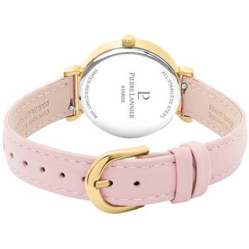 Montre PIERRE LANNIER Ligne Pure femme acier doré bracelet cuir rose pale
