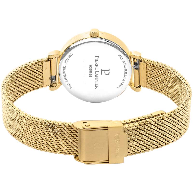 Montre PIERRE LANNIER ligne pure femme bracelet acier doré jaune - vue 3