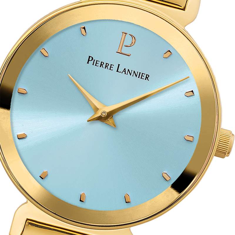 Montre PIERRE LANNIER ligne pure femme bracelet acier doré jaune - vue D1