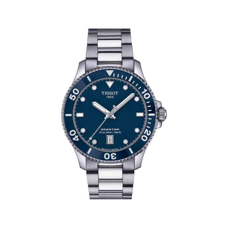 Montre TISSOT T-SPORT SEASTAR 1000 mixte cadran bleu bracelet acier inoxydable - vue 1
