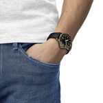 Montre TISSOT t-sport mixte acier bracelet caoutchouc noir - vue porté 1