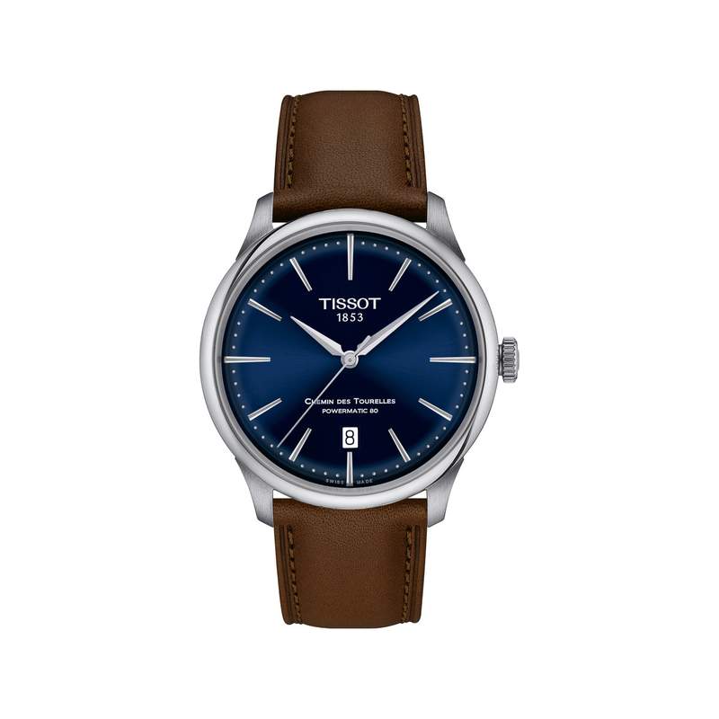 Montre TISSOT t-classic mixte automatique acier bracelet cuir marron - vue 1