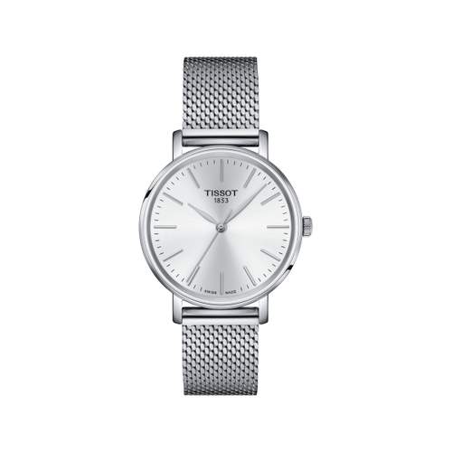 TISSOT T-CLASSIC EVERYTIME dameshorloge grijze wijzerplaat roestvrijstalen armband