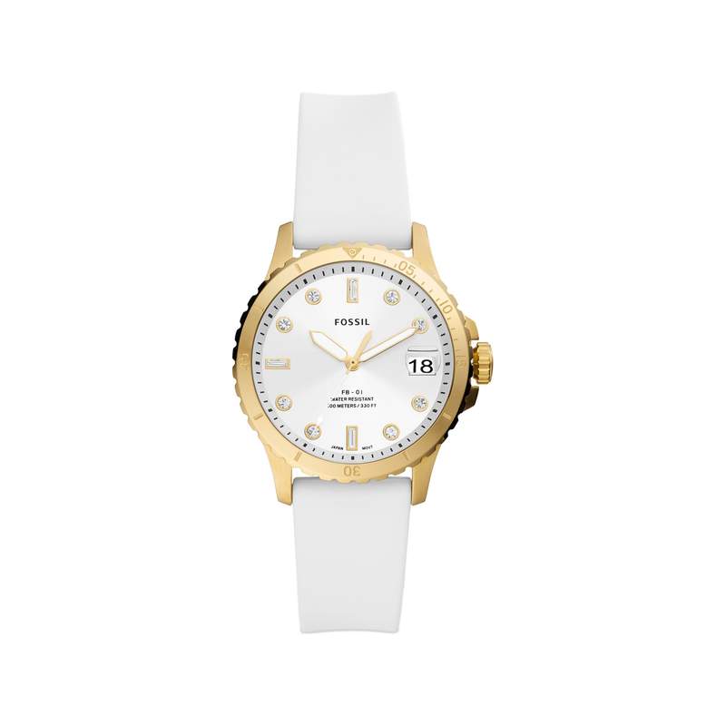 Montre FOSSIL FB-01 femme acier bracelet silicone blanc - vue 1