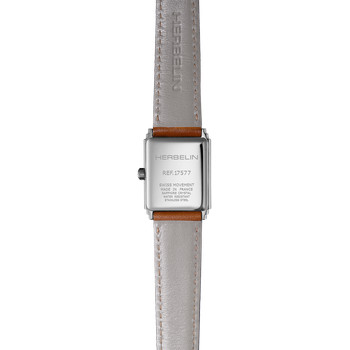 Montre HERBELIN Art Deco femme analogique acier bracelet cuir marron