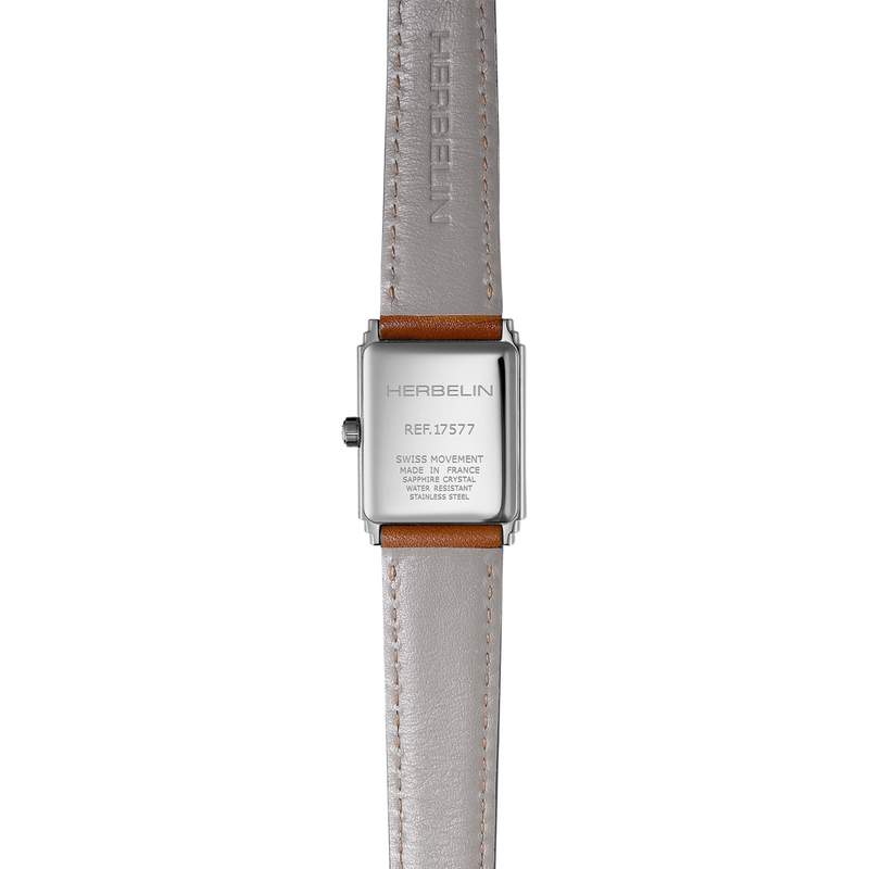 Montre HERBELIN Art Deco femme analogique acier bracelet cuir marron - vue 3