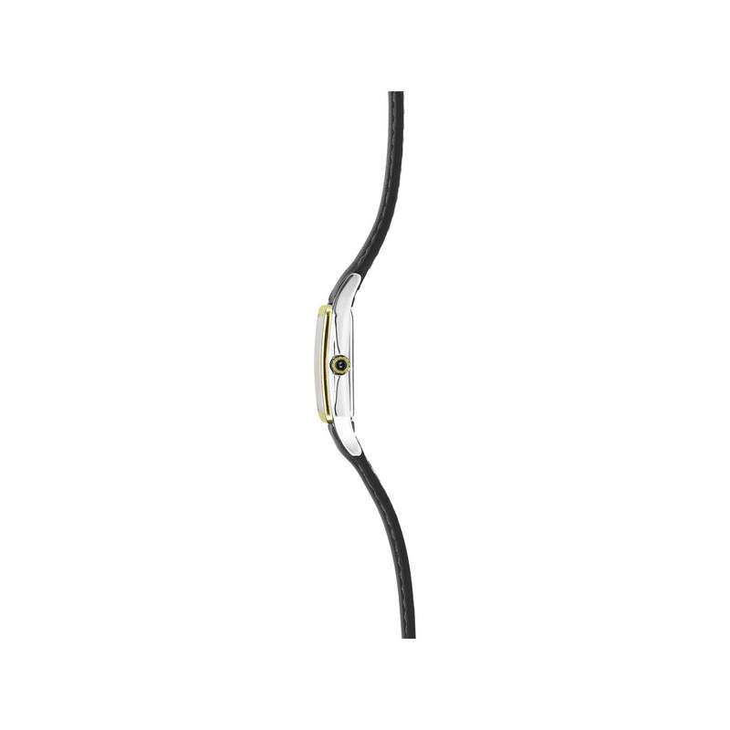 Montre HERBELIN Luna femme analogique acier bicolore bracelet cuir noir - vue 2
