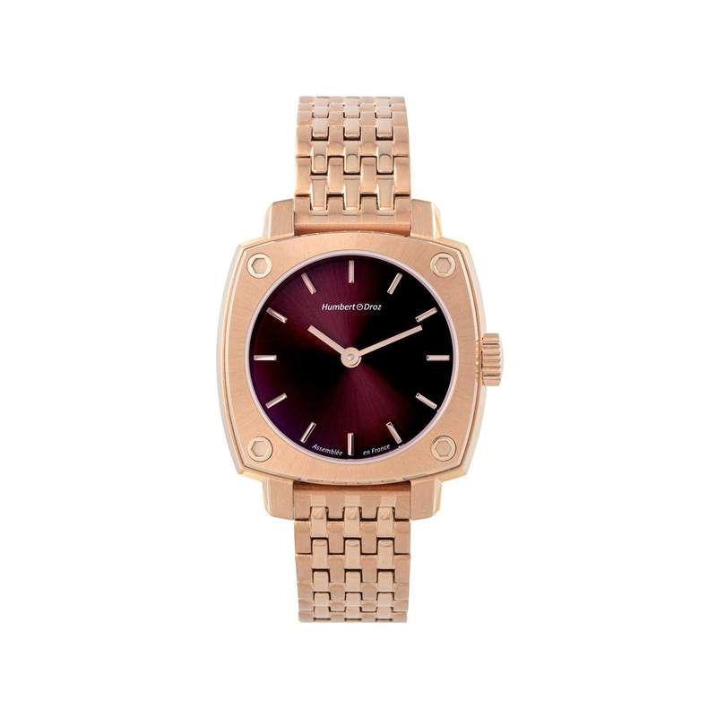 Montre HUMBERT-DROZ hd lou femme mecanique, bracelet acier doré jaune - vue 1
