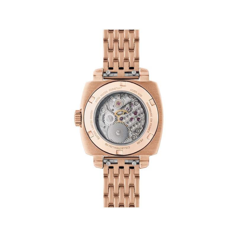 Montre HUMBERT-DROZ hd lou femme mecanique, bracelet acier doré jaune - vue 3