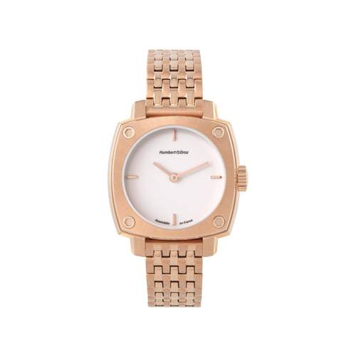 Montre HUMBERT-DROZ hd lou femme mecanique, bracelet acier rose