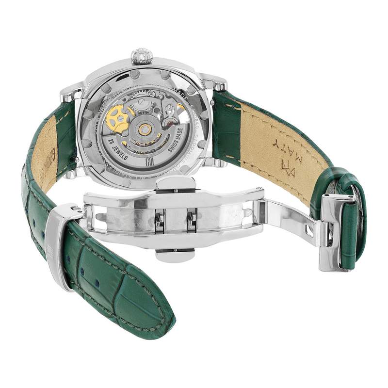 Montre MATY GM automatique cadran vert bracelet cuir vert - vue D1