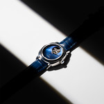 Montre MATY GM automatique cadran bleu bracelet cuir bleu - vue D4