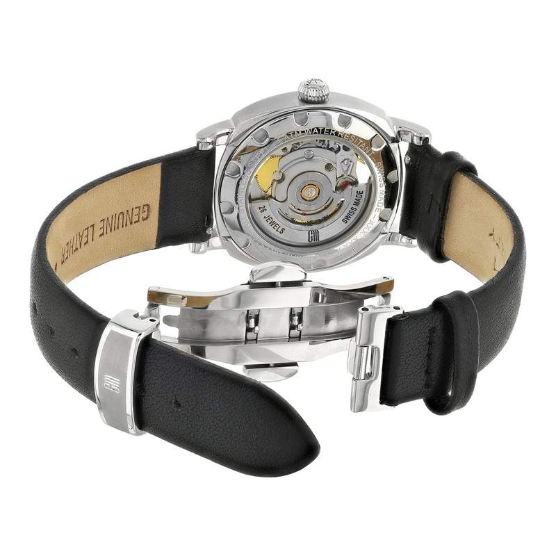 Montre MATY GM automatique cadran noir bracelet cuir noir - vue 4