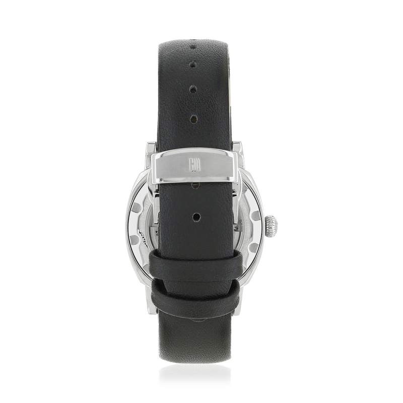 Montre MATY GM automatique cadran noir bracelet cuir noir - vue 6