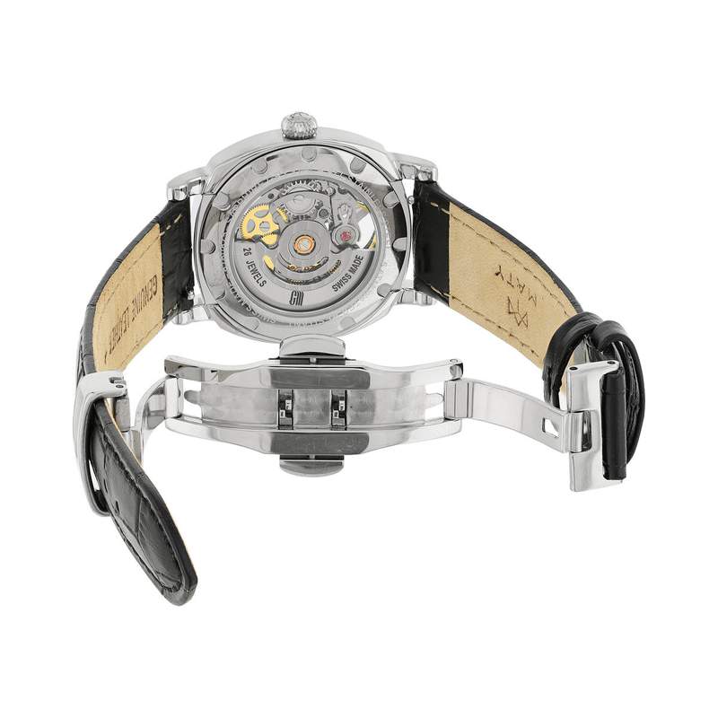 Montre MATY GM automatique cadran noir bracelet cuir noir - vue D1