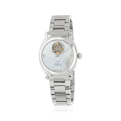 Montre MATY GM automatique cadran blanc bracelet acier - vue 1