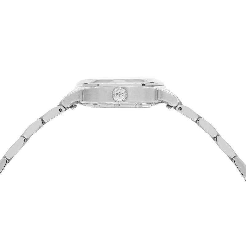 MATY GM automatisch horloge met witte wijzerplaat en stalen armband - bekijk 2