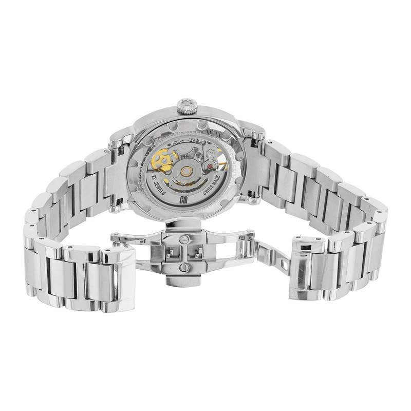 MATY GM automatisch horloge met witte wijzerplaat en stalen armband - bekijk D1