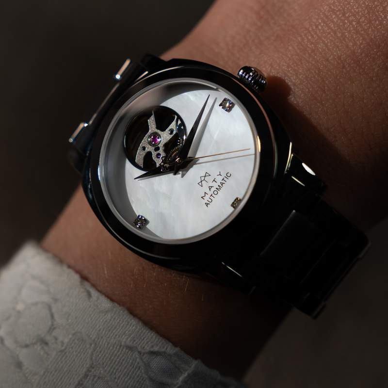 MATY GM automatisch horloge witte wijzerplaat stalen armband - gedragen 1 bekijken