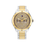 Montre TOMMY HILFIGER lexi femme bracelet acier inoxydable bicolore jaune - vue 1