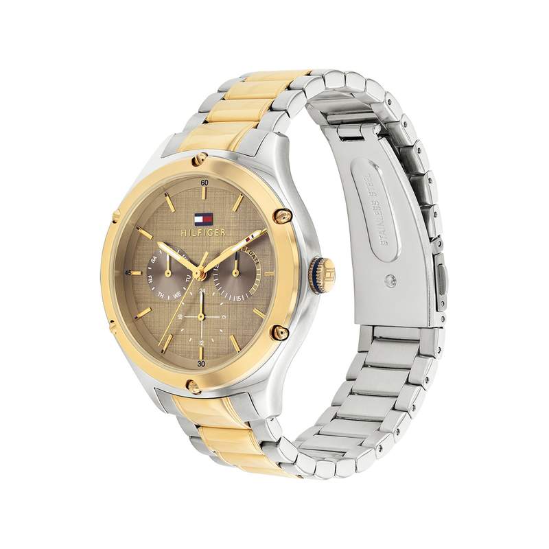 Montre TOMMY HILFIGER lexi femme bracelet acier inoxydable bicolore jaune - vue 2