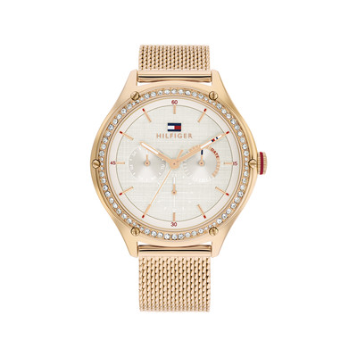 Montre TOMMY HILFIGER lexi femme bracelet acier inoxydable doré rose - vue 1