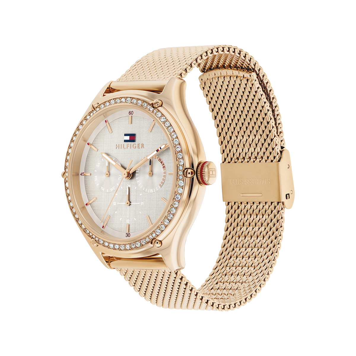 Montre TOMMY HILFIGER lexi femme bracelet acier inoxydable doré rose - vue 2