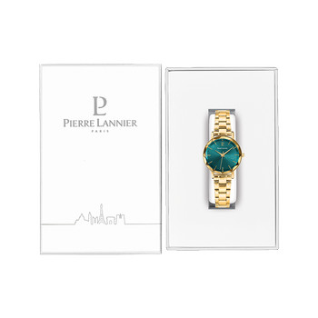 PIERRE LANNIER dameshorloge met meerdere roestvrijstalen armbanden goud