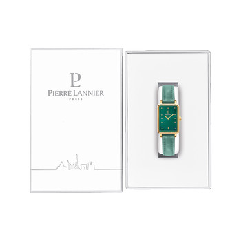 PIERRE LANNIER ariane dameshorloge met groene leren band