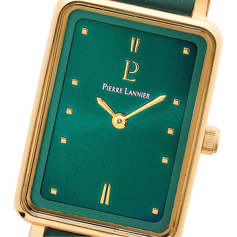PIERRE LANNIER Ariane dameshorloge met groene leren band - model D2