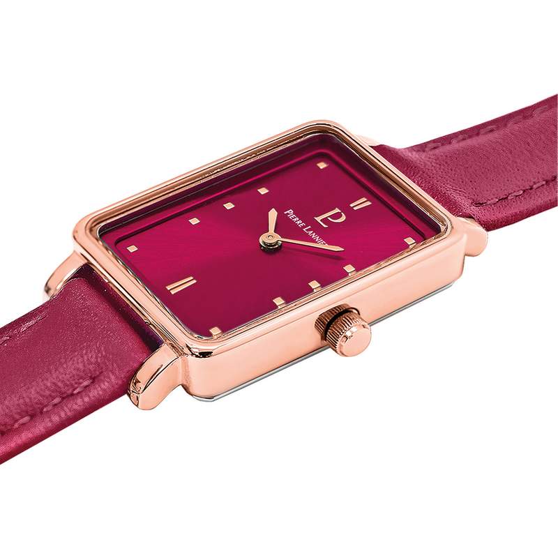 Montre PIERRE LANNIER ariane femme bracelet cuir framboise - vue 2