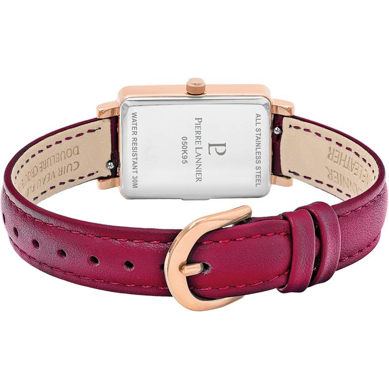 Montre PIERRE LANNIER ariane femme bracelet cuir framboise - vue 3
