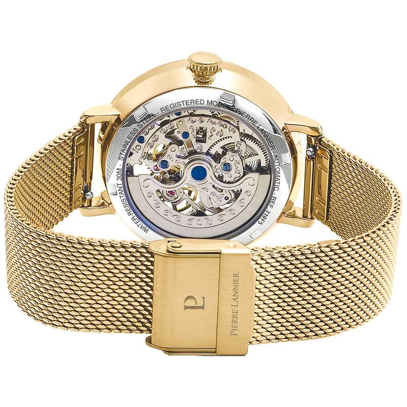 Montre PIERRE LANNIER eolia femme automatique, bracelet acier doré - vue 3