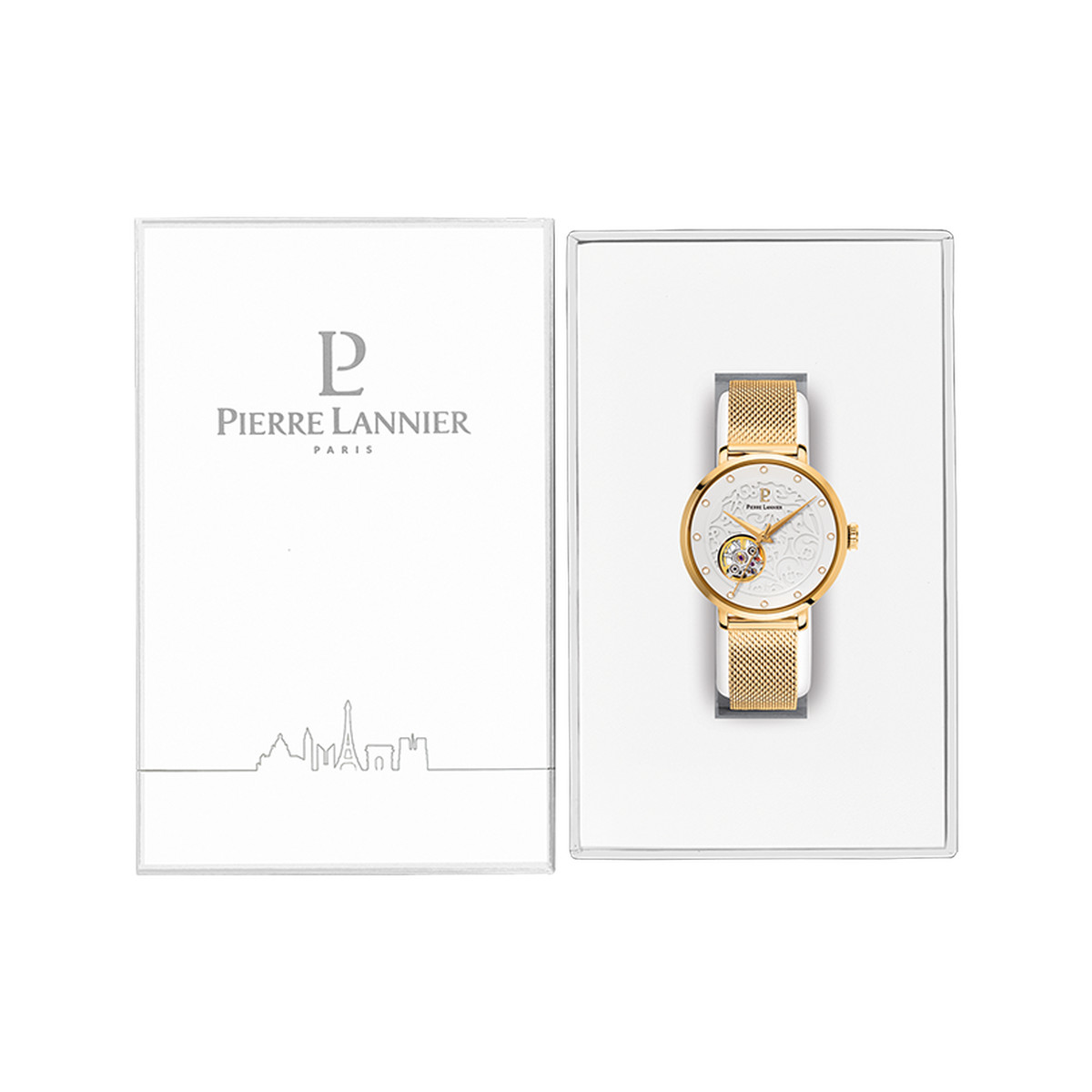 Montre PIERRE LANNIER eolia femme automatique, bracelet acier doré - vue D1