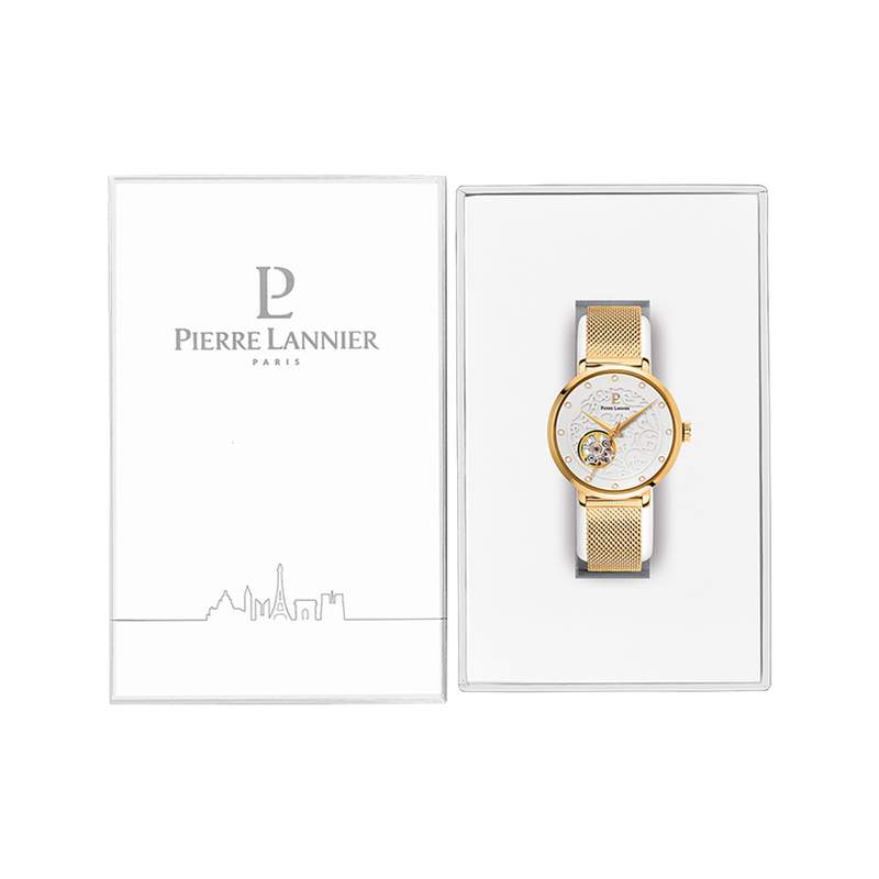Montre PIERRE LANNIER eolia femme automatique, bracelet acier doré - vue D1