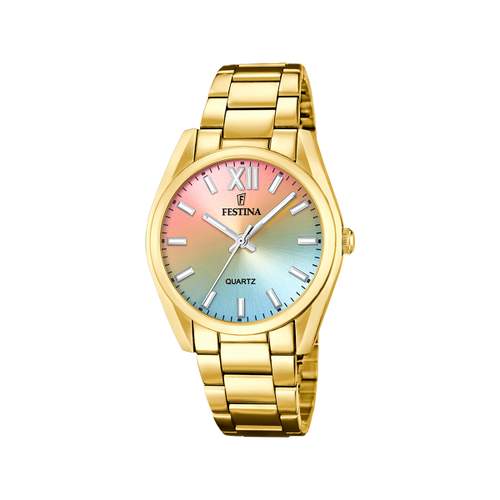 Montre FESTINA boyfriend femme bracelet acier doré jaune
