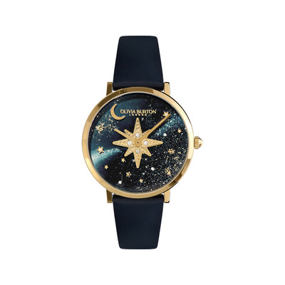 Montre OLIVIA BURTON celestial nova femme analogique, bracelet cuir bleu