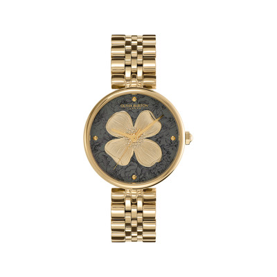 Montre OLIVIA BURTON dogwood femme analogique, bracelet acier doré jaune - vue 1